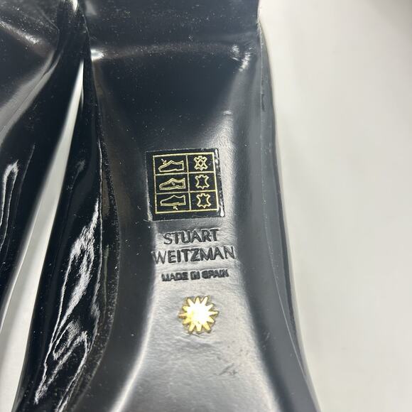 Stuart Weitzman Vida Patent Chunky Block Heel Pumps Black SG204 Women 9.5B NWOB - Picture 11 of 11